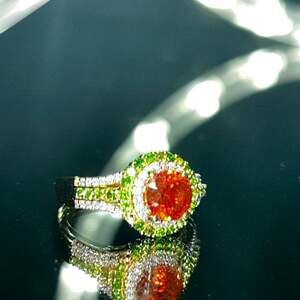 Stunning 1.86 carat Picos Altos Sphalerite ring 18k vermeil over 925 sterling